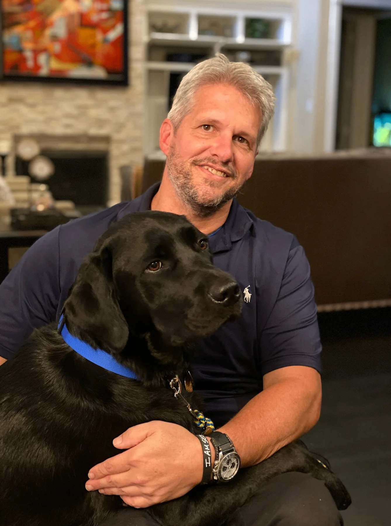 Jason Morgan with his service dog Yago